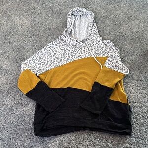 Leopard Print Colorblock Women's Hoodie